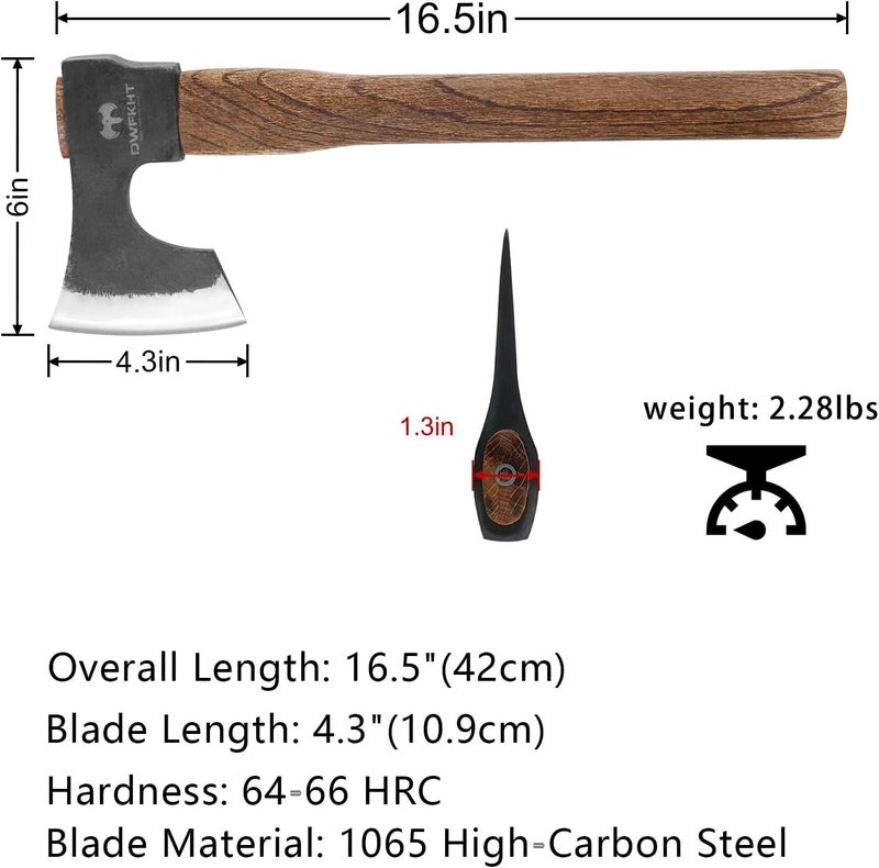 DWFKHT 16.5" Throwing Axe, 2 Pack Throwing Axe Set with 1065 High Carbon Steel & Beech Wood Handle, Perfect for Axe Throwing Games, Competition and Recreation, Ideal Gift for Men (Black) - Image 2